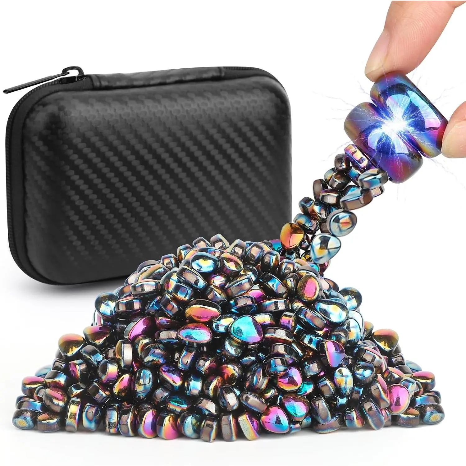 550PCS Magnet Ferrite Putty Fidget Toy with 2PCS Large Magnet Rocks for Adults, Sensory Magnetic Ferrite Putty Stones Eggs Office Desk Toys Time-Killer for Men Women (Rainbow)