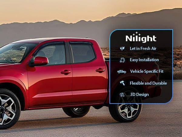 Nilight Rain Guards for Toyota Tacoma Double Cab 2005-2015 2010 2011 2012 2013 2014 2015, Out-Channel Window Visors Vent Wind Deflectors-4PCS