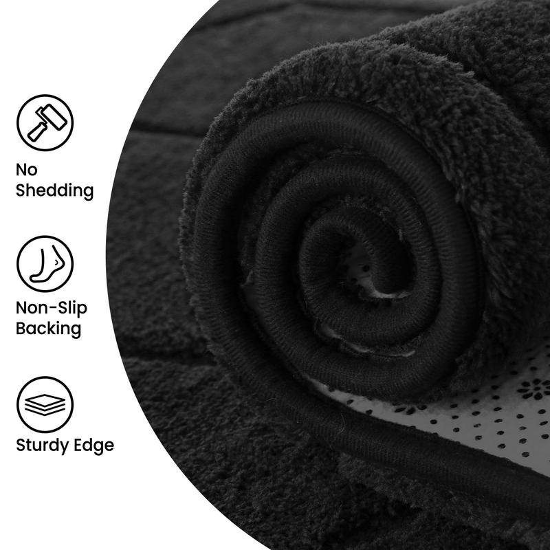 Large Size Jacquard Plush Rug, Big Fluffy 3D patterned Area Rug, Non-slip Soft Shaggy Carpet Mats for Livingroom Bedroom Nursery Home Decor Black