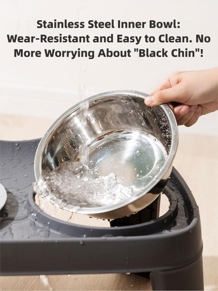 Pet bowl, large dog classic folding tall double bowl medium and large dog bowl, Golden Retriever large dog feeding bowl, food bowl