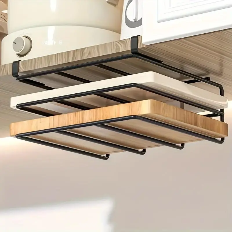 Steel Carbide-Coated Kitchen Hook Rack - Hangable Functional Hook System for Hanging Cutting Boards, Pot Covers, Cabinet Doors; Rust-Resistant Home Organizer to Organize Tools, Kitchen Utensils, Bathroom Supplies