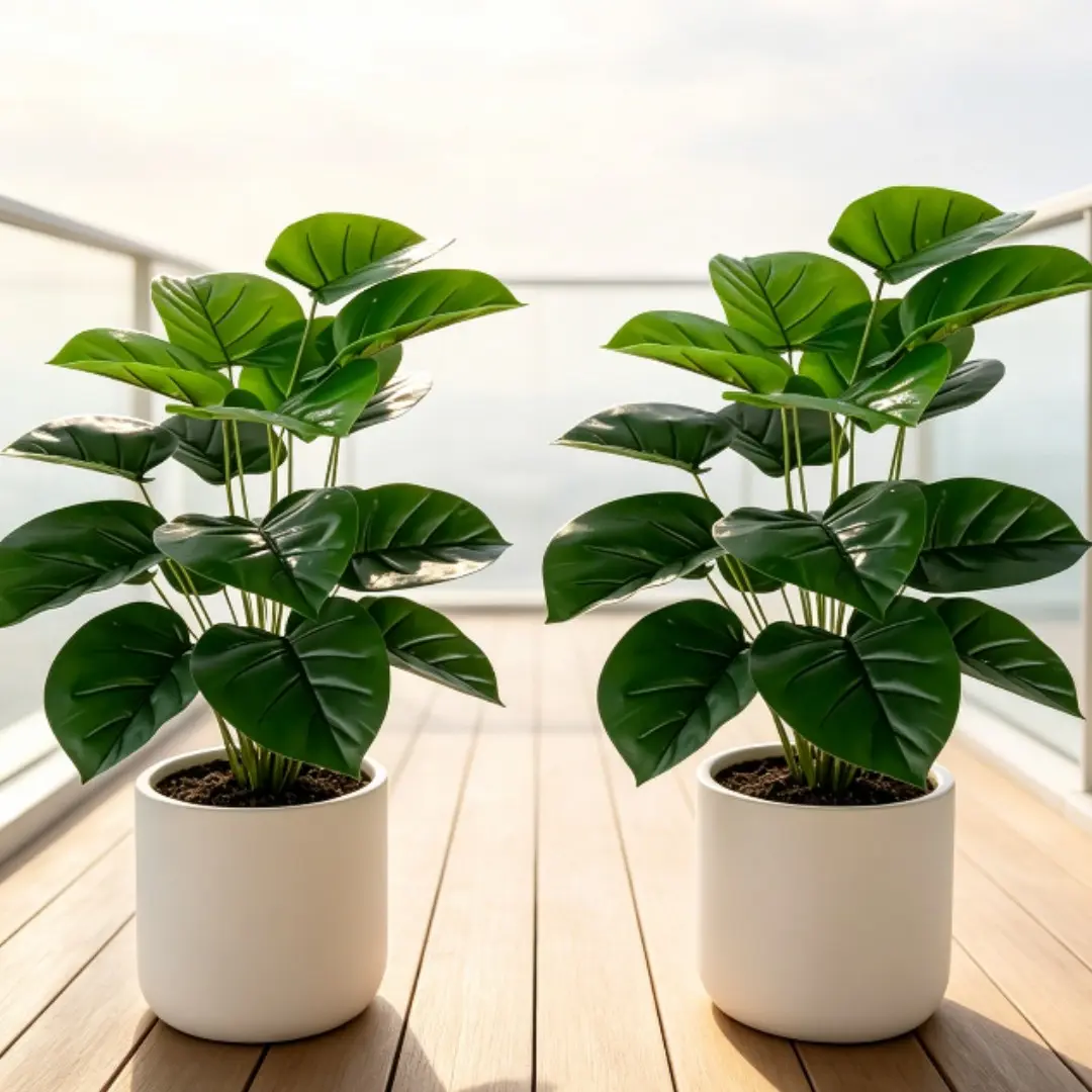 2-Pack Green Heart Leaf Philodendron Large Mixed High-Quality Artificial Plant Set, Faux Pothos Leaves Ideal for Home & Office Decor, Low Maintenance, Durable, All-Season Use