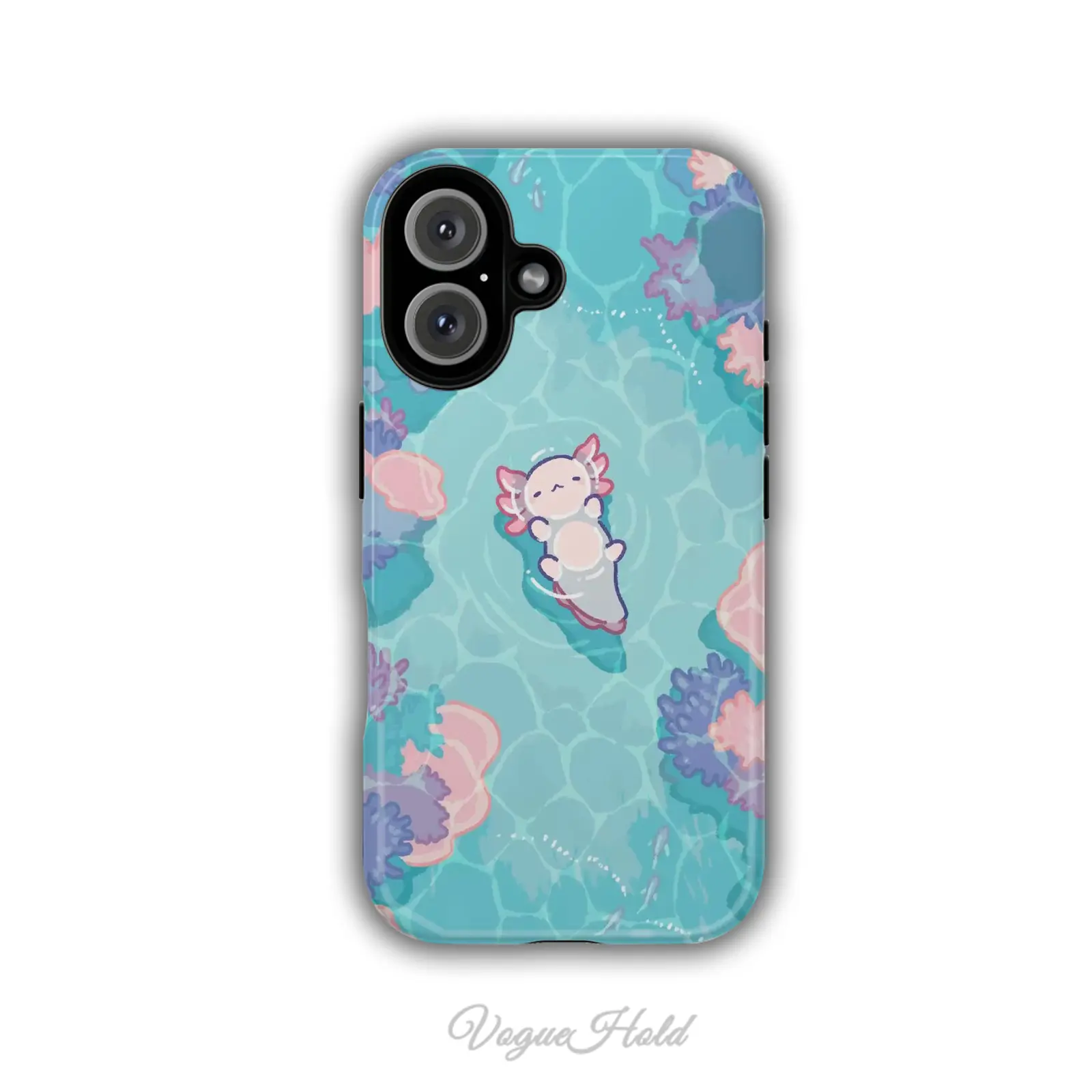 1PC Colorful Aesthetic Kawaii Axolotl Coral Underwater Cartoon Smartphone Case - MagSafe Glossy Tough Sturdy Durable Shockproof Soft Cover, iPhone 11-17 Pro Max Plus/Air Protection Accessory, Unisex Festival Gift, Accessories