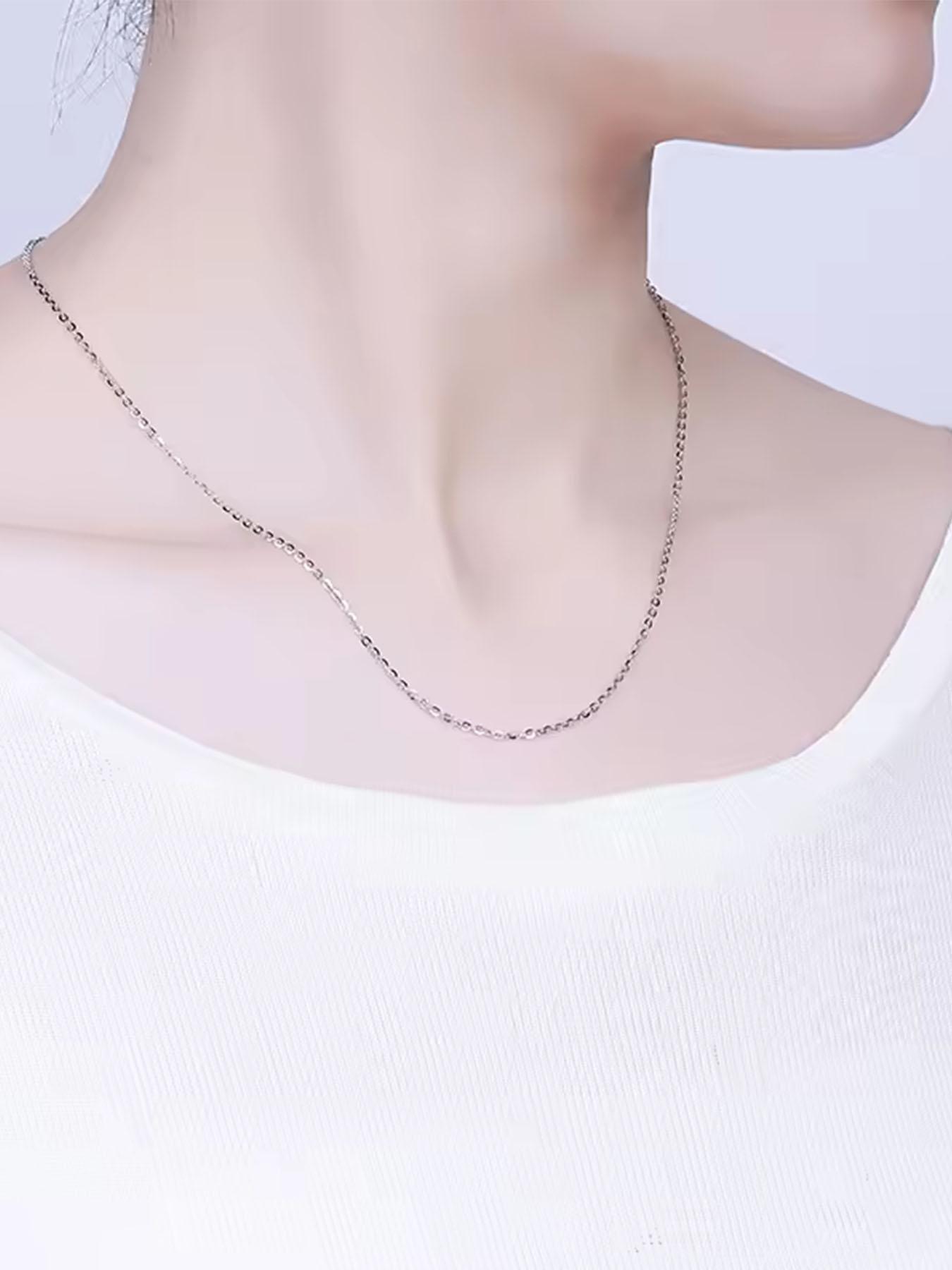 925 Sterling Silver Adjustable Cable Chain Necklace for Women, Fashion Jewelry for Party, Daily Decor, Trendy All-match & Exquisite Jewelry for Birthday Gift