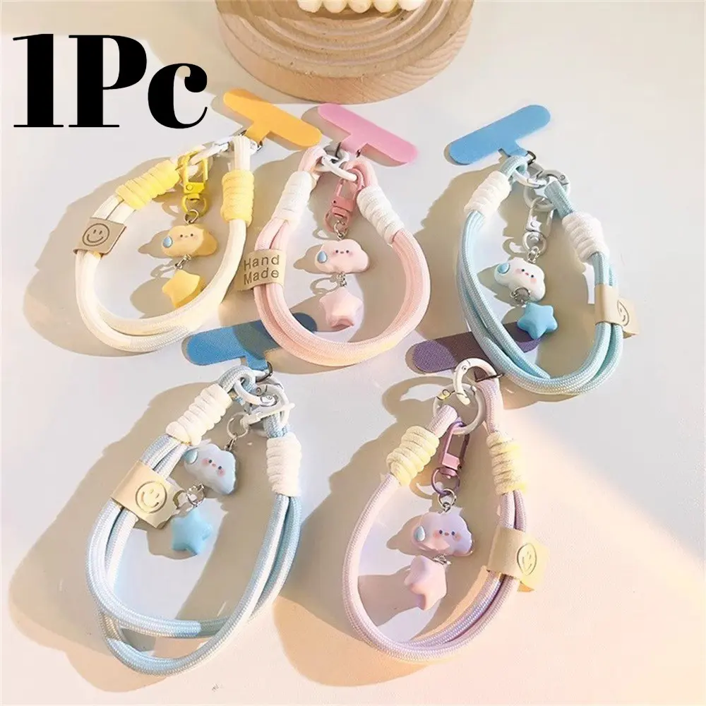 Colorful Braided Phone Lanyard Wrist Strap with Cute Star Charm, Anti-Loss Phone Strap, Adjustable Hand Strap, Suitable for iPhone, Android Phones, Keys, Outdoor Travel, Etc.