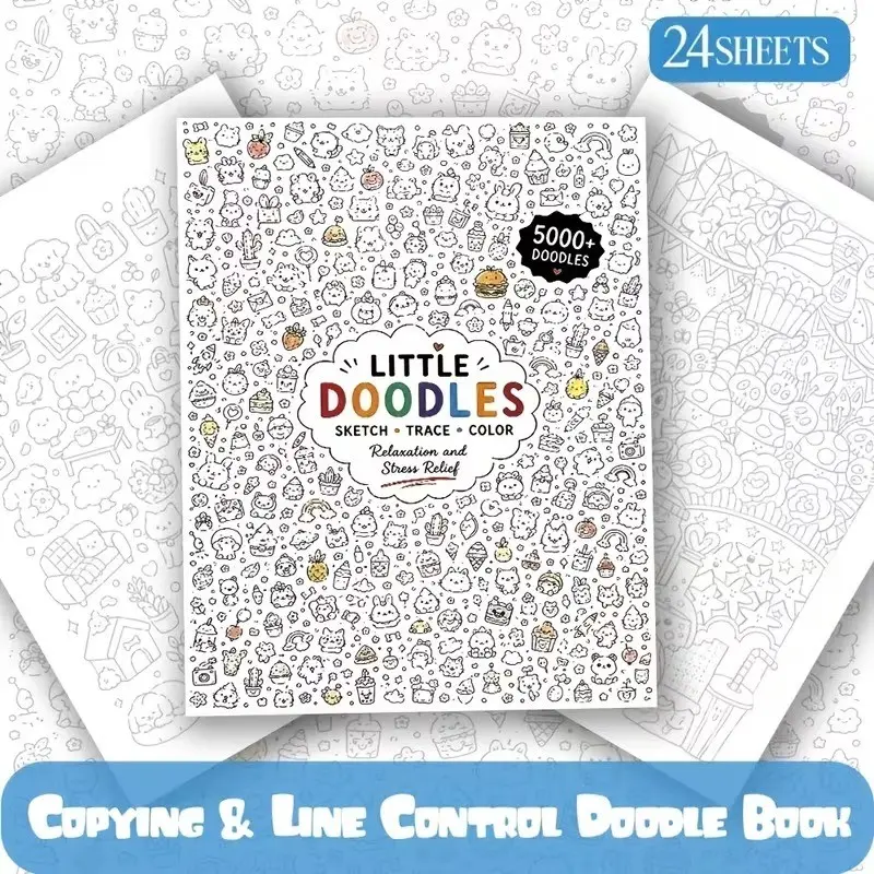 5000+ Graffiti Tracing and Coloring Books, Art Supplies, Thick Single-Sided Paper, Leak-Proof, Cute Patterns, Ideal for Tracing, Coloring, and Gaming