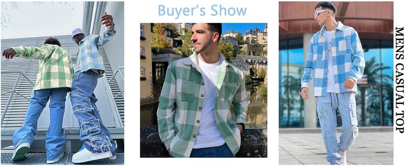 ZAFUL Unisex Plaid Shacket – Wool Blend Flannel Long Sleeve Oversized Casual Shirt Jacket with Pockets