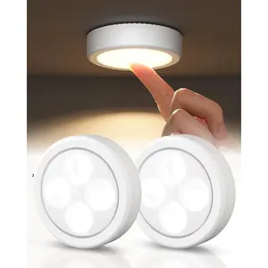 LED Puck Lights, Rechargeable Battery Touch Light, 2.95'' Mini Tap Lights, Wireless Closet Light, Under Cabinet Lighting, 3 Color Temps, Stick On Lights Kitchen,Closet,Pantry(2 Pack)