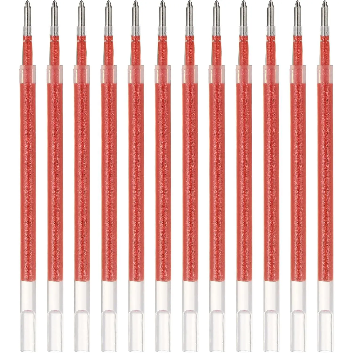 Gel Pen Refills, 12 count 0.8mm Medium Point Glitter Coloring Gel Ink Pen Replace Refills for Retractable Click Pens Writing Drawing Doodling Office Study Classroom Supplies, Red