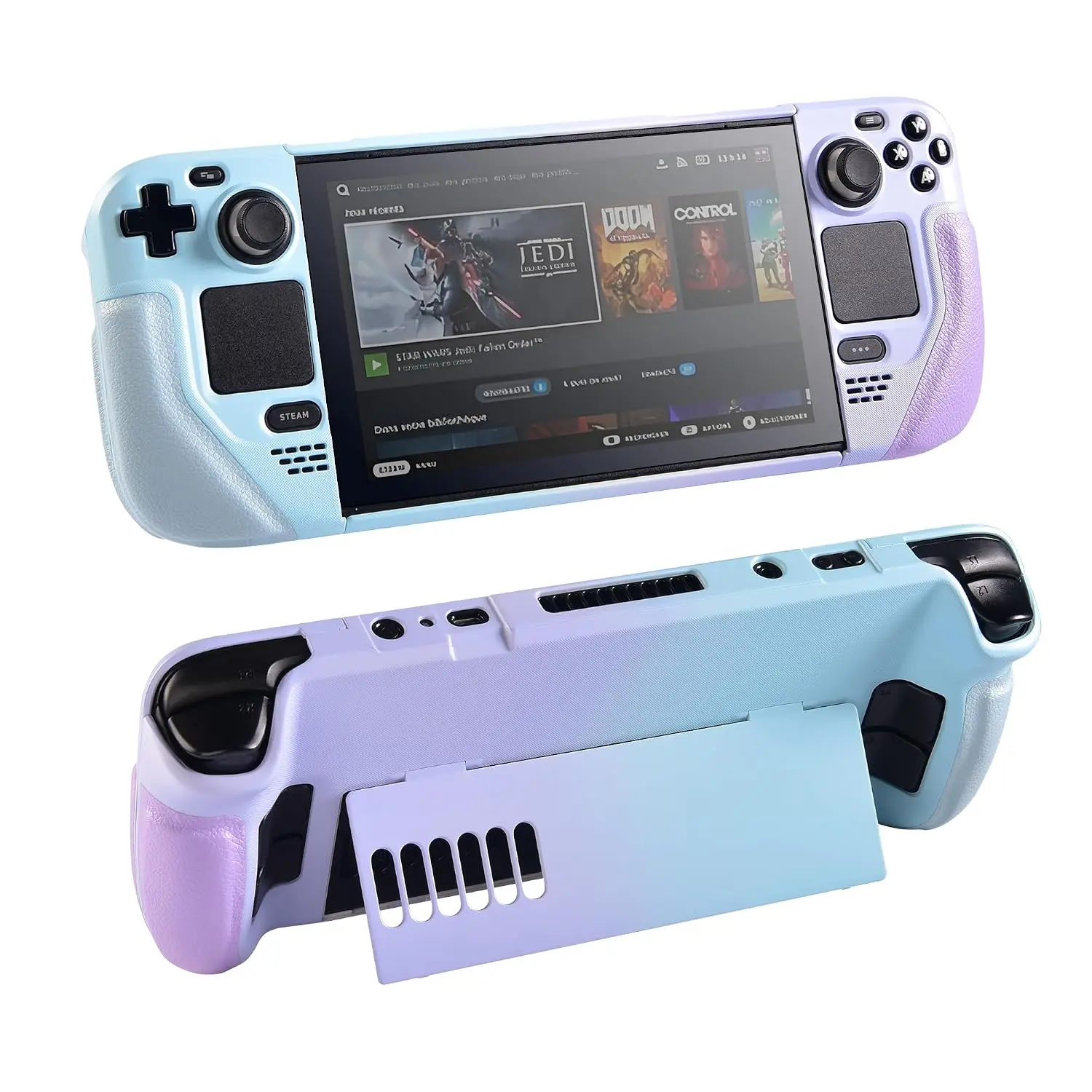 Kickstand Case for Steam Deck OLED - Soft Leather Handle Protective, Anti-Slip Shockproof Heat Dissipation and Reliable Accessory with Stand Function Anti-Scratch,Lightweight Design Gradient
