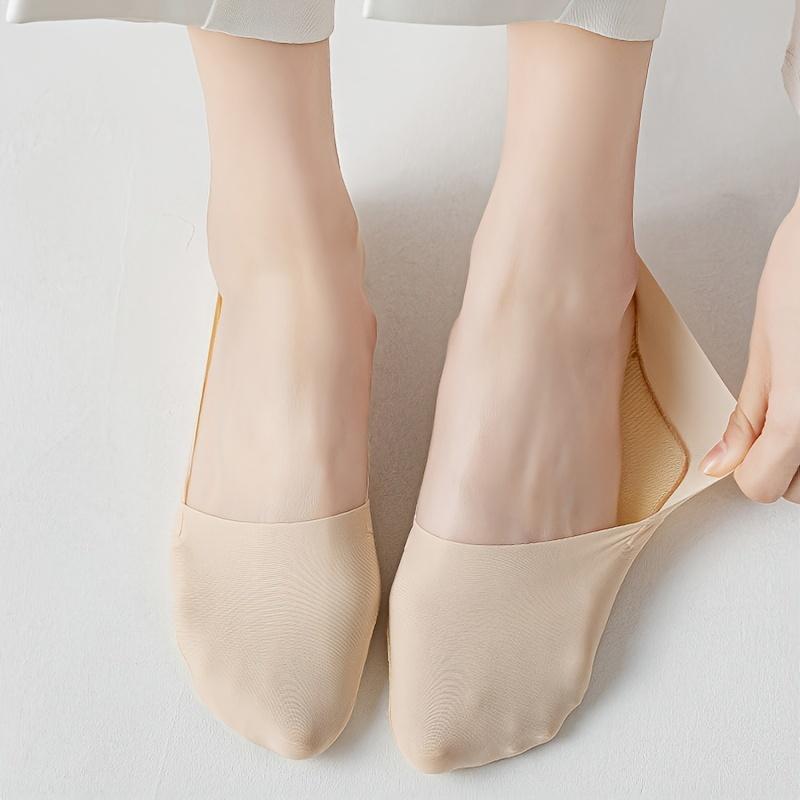 10 Pairs of Women's Invisible Socks - Comfortable, Breathable Polyester Short Socks with Sponge Bottom for Enhanced Grip and Stability, Smooth Knitted Fabric, Perfect for Casual Wear Womenswear Basic