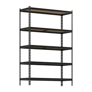 GARVEE5-Tier Storage Shelves, Heavy Duty Metal Shelving Unit, Adjustable Garage Storage Shelving Utility Rack for Warehouse Pantry Kitchen Basement Laundry, Black, 48" L x 18" W x 73" H