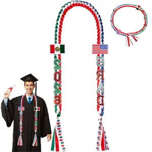 2026 Double Handmade Mexican Graduation Ribbon Leis, DIY Customizable Graduation Garland with Pins, Class of 2026 Congrats Honor Ribbon Lei, Graduation Ceremony Accessories Gifts for High School College Graduates