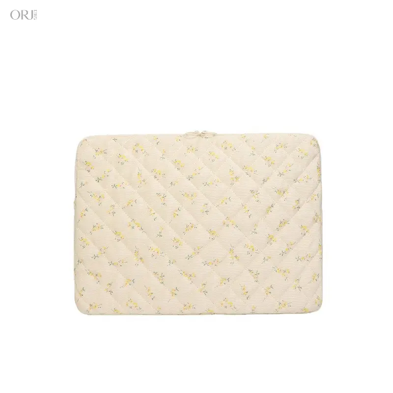 Korean Style Corduroy Floral Laptop Sleeve, 13‑15 Inch Notebook Bag, Shockproof iPad Tablet Protective Storage Pouch