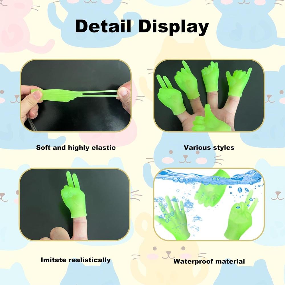 10-Pack Glow-in-the-Dark Green Mini Hand Puppets – Authentic Rubber Finger Puppets, Perfect for Cat Shows, Puppet Shows & Creative Games. Portable & Durable, Ideal for Indoor Use
