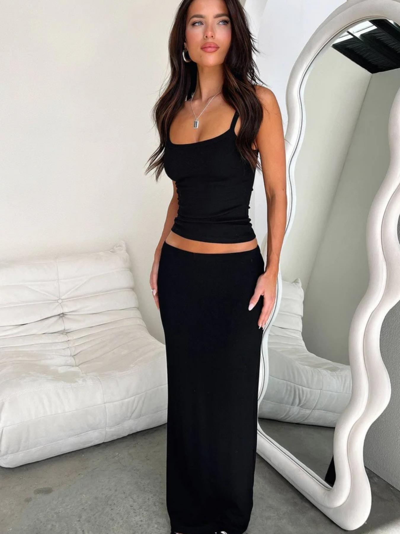 Women's Solid Color Skirt, Elegant Fashion Long Skirt for Daily Outdoor Wear, Women's Bottoms for Summer