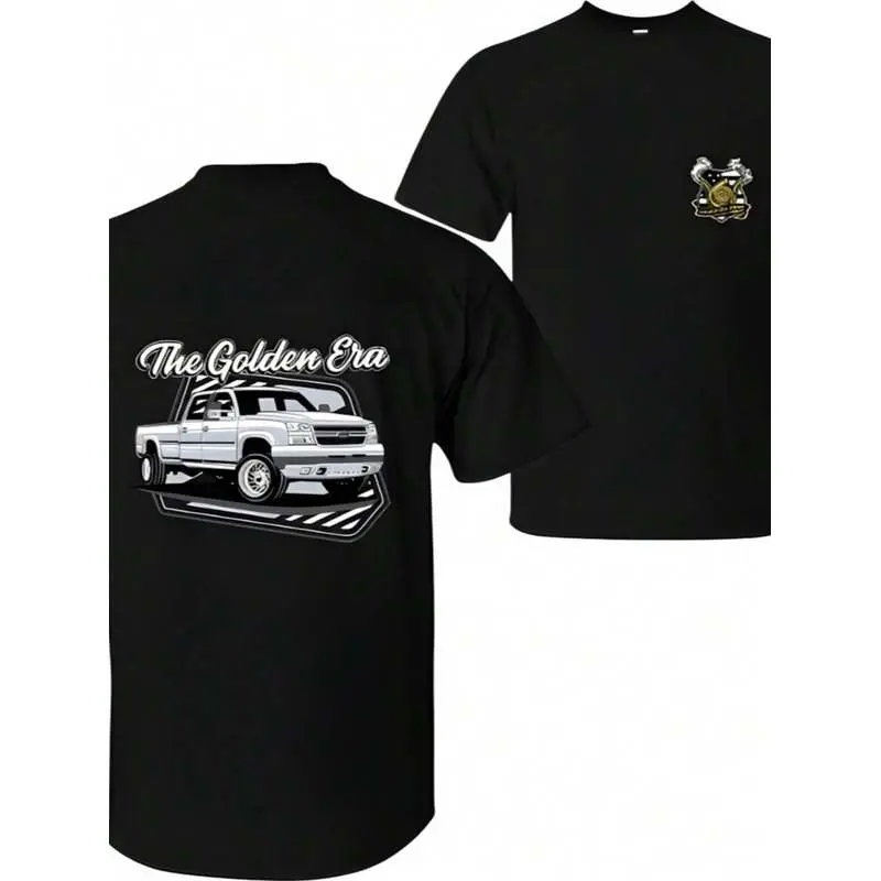 Men's Pure Cotton T-Shirt,Mens Clothes,Graphic Tee,Golden Era Cat Eye Truck T-Shirt, Two Sided Automotive Graphic Tee, Bold Streetwear Style, Casual Car Enthusiast Gift Top For Men And Women,Summer Outfits,Streetwear