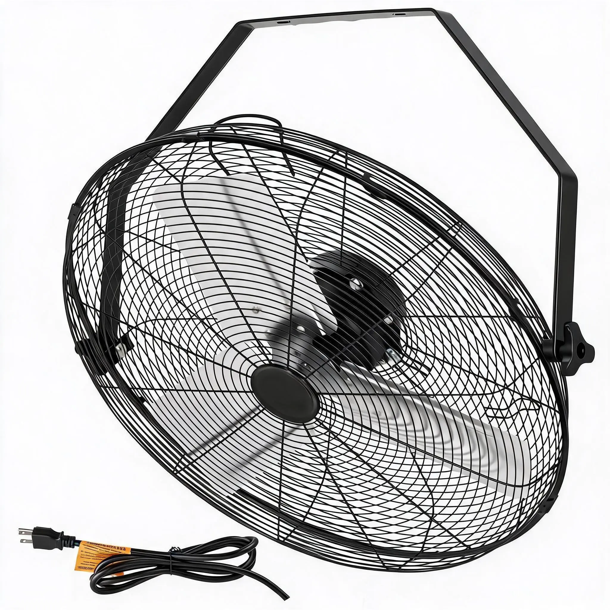 Industrial Wall Mount Fan, 18"/20"/24" High Velocity Metal Fan, 7000 CFM Heavy Duty Air Circulator for Garage, Warehouse, Gym, Workshop. 3-Speed, 360° Tilt, IP44 Waterproof. Commercial Grade Ventilation Cooling Solution