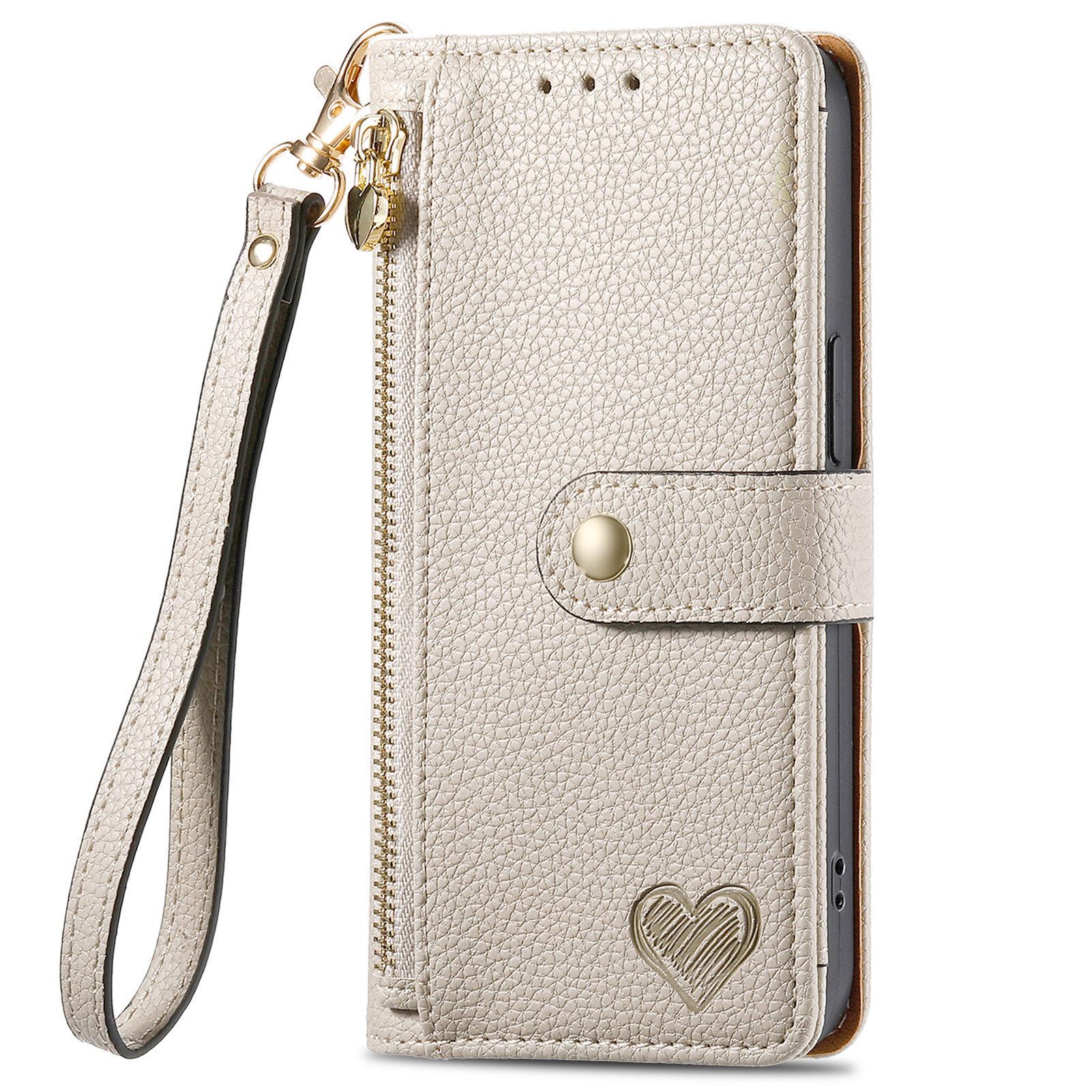 Lychee Texture Zipper Wallet Case with Detachable Strap| [Color] For phone  11 12 13 14 15 16 17
