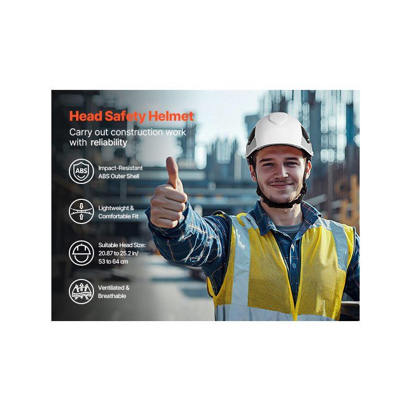 VEVOR Safety Helmet, ANSI/ISEA Z89.1 Approved ABS Safety Hard Hat with 6-Point Ratchet Suspension, Adjustable Vented Hardhat for Men Women Adults, for Outdoor Indoor Industrial Construction Workwear