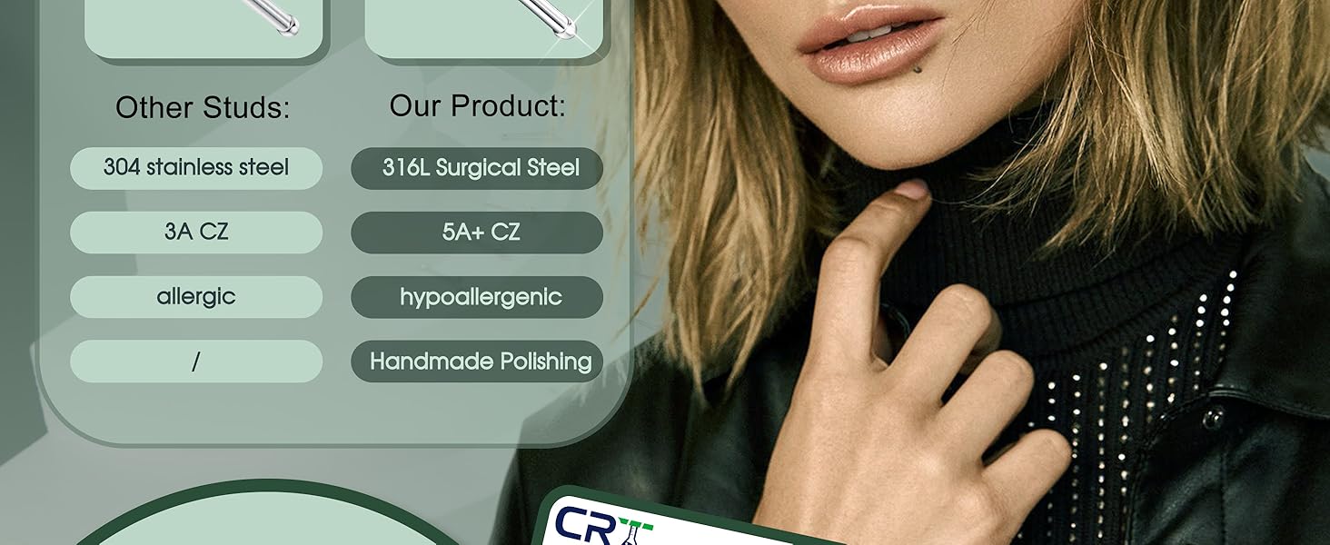 Jstyle 60Pcs Hypoallergenic Stainless Steel Nose Studs for Women Men Sparkly CZ Small 22G Nose Studs Rings Piercing Body Jewelry 1.5mm 2mm 2.5mm