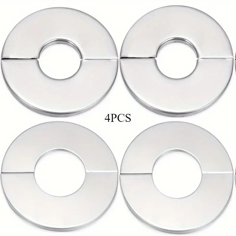 4 Pairs Wall-Mounted Split Flanges, Self-Adhesive Pipe Split Flange Clips, Stainless Steel Decorative Ring for Water Supply and Drainage