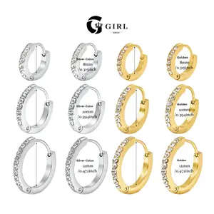 GGIRL 18K Gold Plated Stainless Steel Hypoallergenic Colorfast Environmentally Friendly Hoop Earrings Set with Cubic Zirconia Cartilage Snug Pierced Ears Comfortable Wear Versatile Fashion Jewelry Gift for Holiday Haul Christmas Birthdays Anniversaries,su