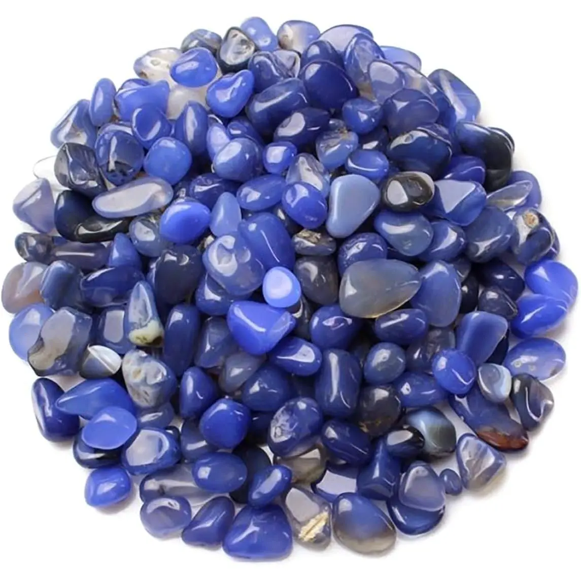 1 Lb (460 g) Blue Agate Stones Decorative Rocks Irregular Gemstone Natural Crystal Pebbles Crushed Quartz Pieces for Jewelry Making/Handwork Craft/Home Decoration