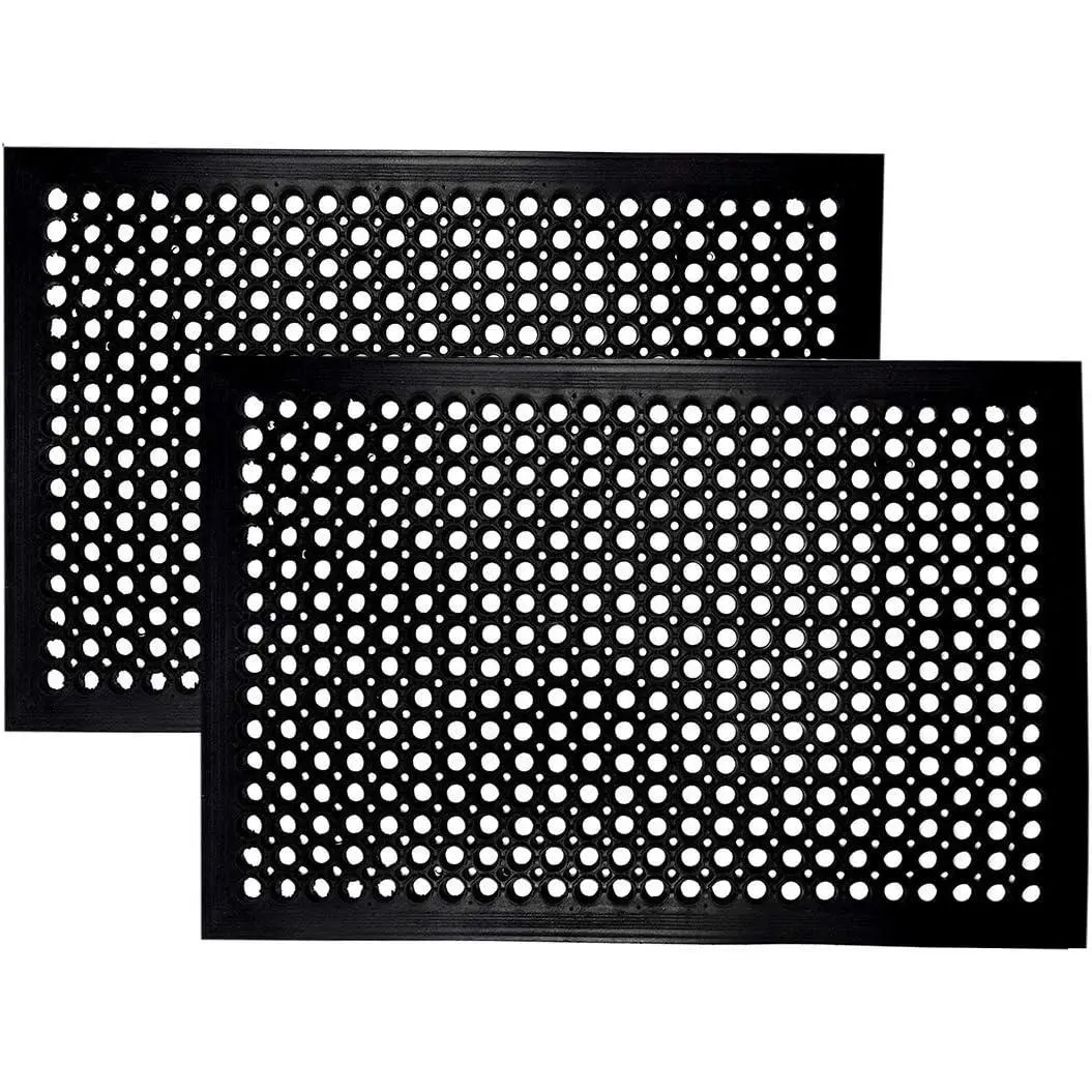 Rubber Doormat - 2 Pack Non Slip Anti  Indoor Outdoor Rubber Floor Mat - Heavy Duty Commercial Kitchen Ramp Pool Restaurant Garage Floor Mat - Anti Slip Bar Drainage Mat - 24x36