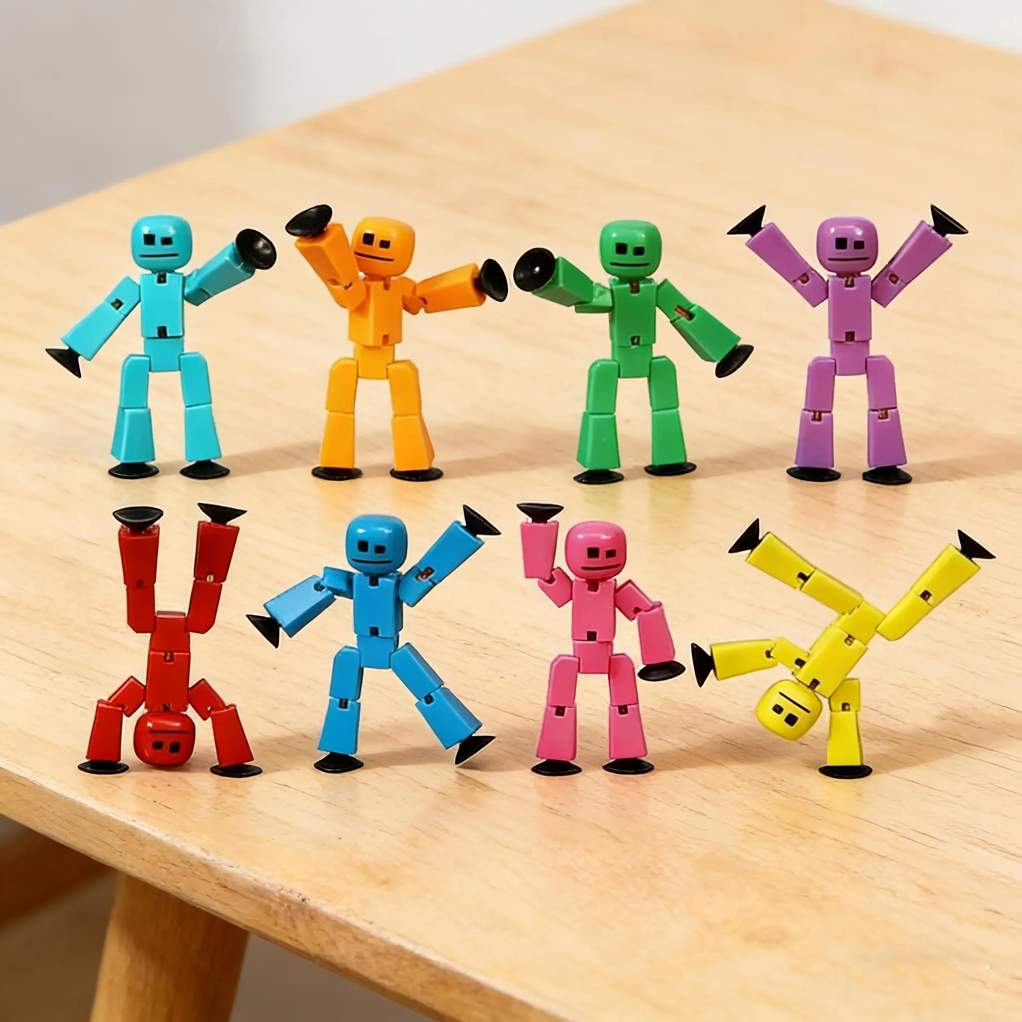 2pcs Random Color Suction Cup Emoticon Stick Figure Dolls, Collectible Action & Novelty Toys for Video Games, House Decoration, Children Development & Learning