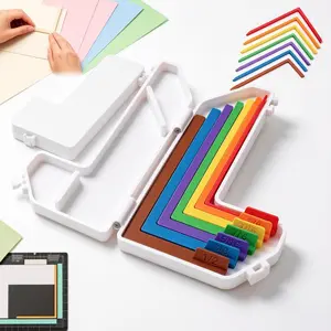 7 Pcs Paper Crafting Alignment Guides with Storage Case, Precision Layering & Matting Spacers for Card Making, Color-Coded Size Tabs, 1/16-1/2" Increments
