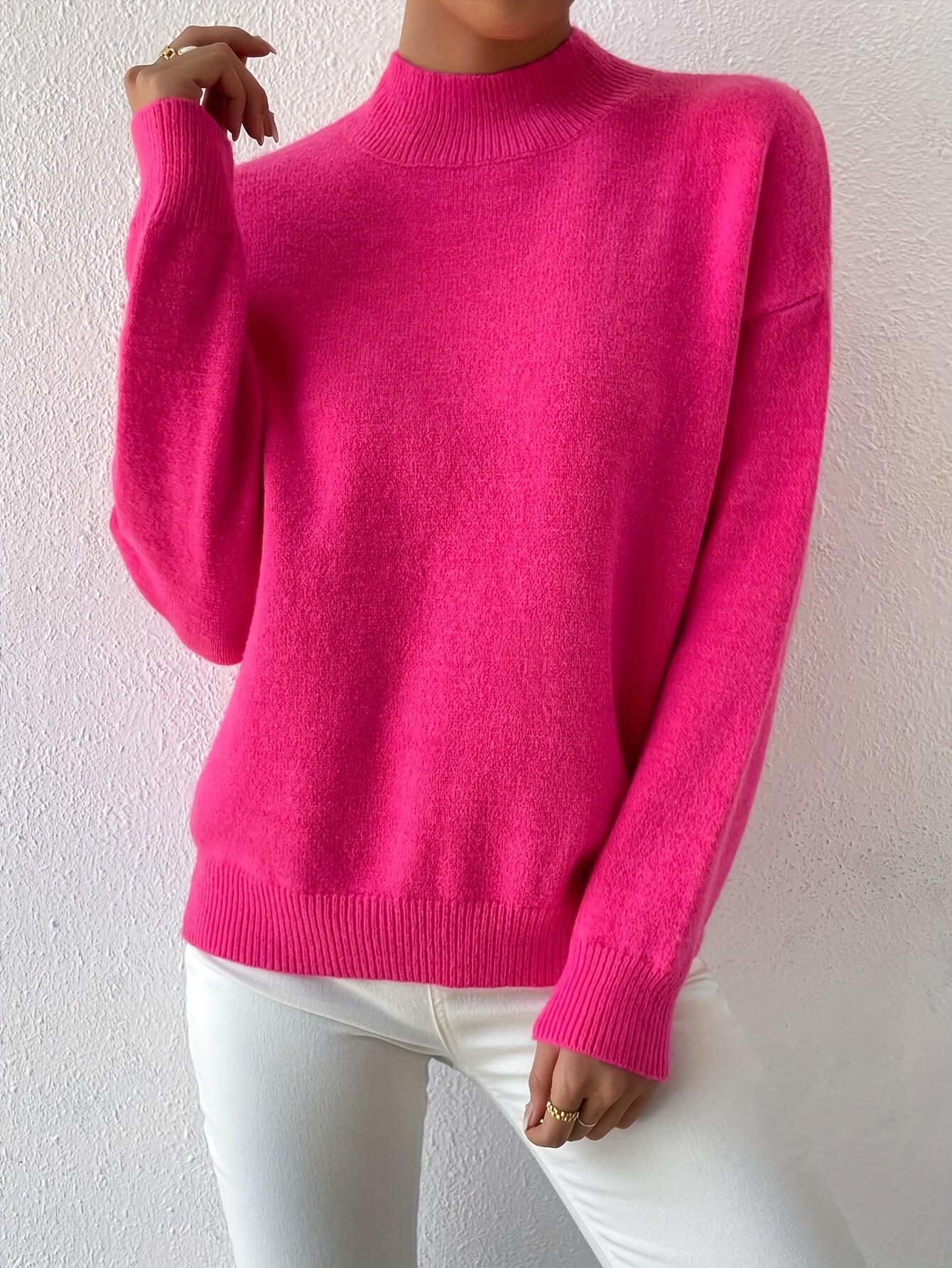 [Elegant Winter Sweater] Elegant Oversized Women's White Winter Sweater |     High Neck Turtleneck Pullover, Stretchy Collar, Loose Fit, Long Sleeves - Machine Washable for Fall & Cold Weather angelina  neon  outfit