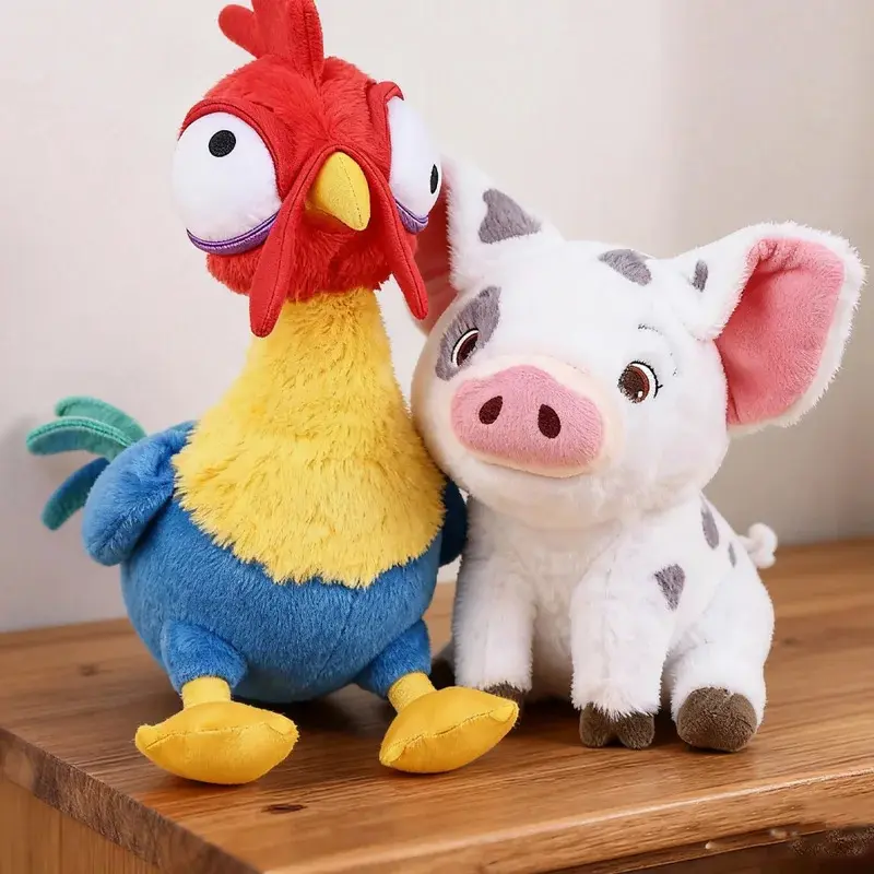 Kawaii Moana Pig & Rooster Plush Toys, Anime-Themed Stuffed Animals with Plush Fabric & PP Cotton Fill, Sleep Companion, Home Decor, Birthday Gifts
