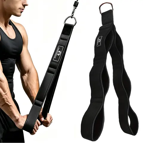 3-in-1 Tricep Rope Cable Attachment – Ergonomic Handles with 3 Grip Widths for Pushdowns, Overhead Extensions & Face Pulls