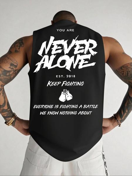 Men's Sleeveless Muscle Fitness Tank Top, Fashion Letter Print Casual Vest, Breathable Summer Underlayer Shirt, Comfortable Sportswear, Activewear, Sleeveless Gym Tops