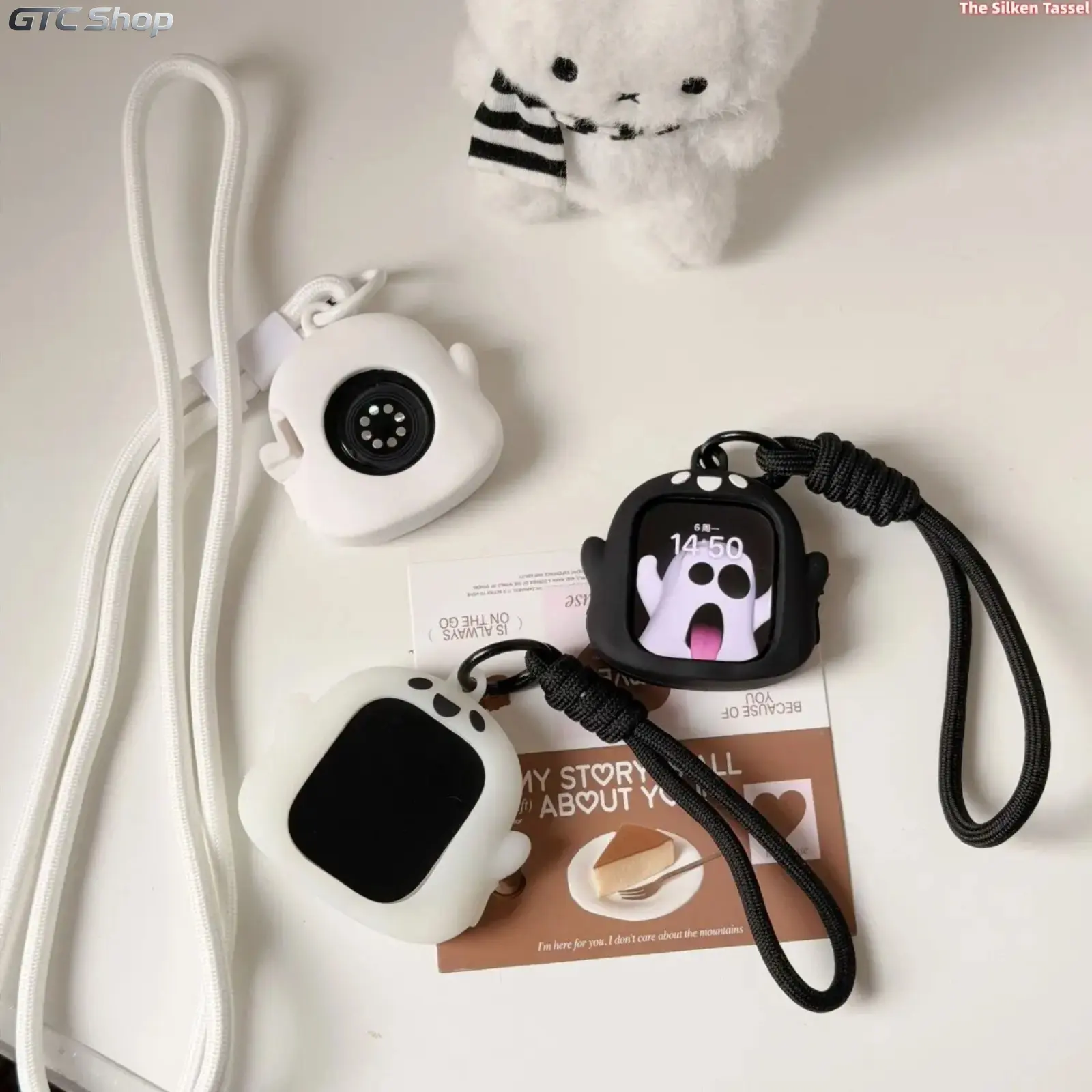 Luminous Ghost Soft Watch Protective Case, Cute Night Glow Watch Shell Compatible With All Apple Watch Series (No Watch) stylish Smartwatch Accessories Protector