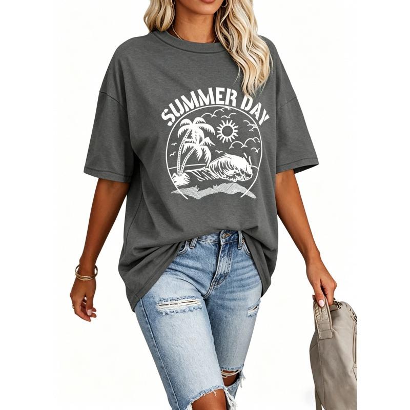 Short Sleeve and Printed Casual Blouse Vintage Tops,Women's Short Pattern,Unisex Women's and Men's T-shirts Casual Summer