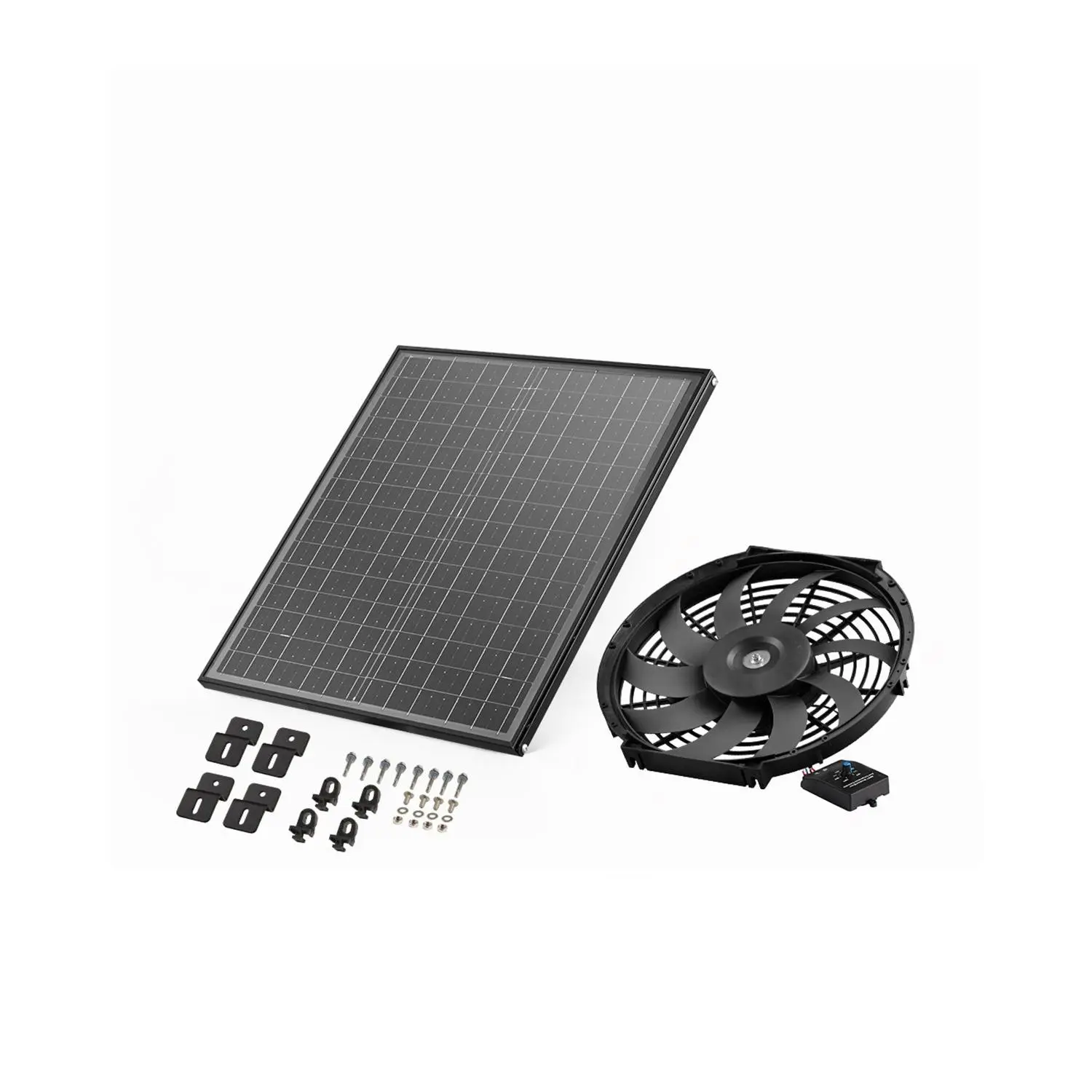 VEVOR 12-in Eco-Friendly Ductless Gable Mount Fan, Solar-Powered Attic Exhaust Fan with Adjustable Thermostat & Outer Mesh, 1300 CFM Energy-Efficient Heat Expulsion Ventilator for Roof, Garage