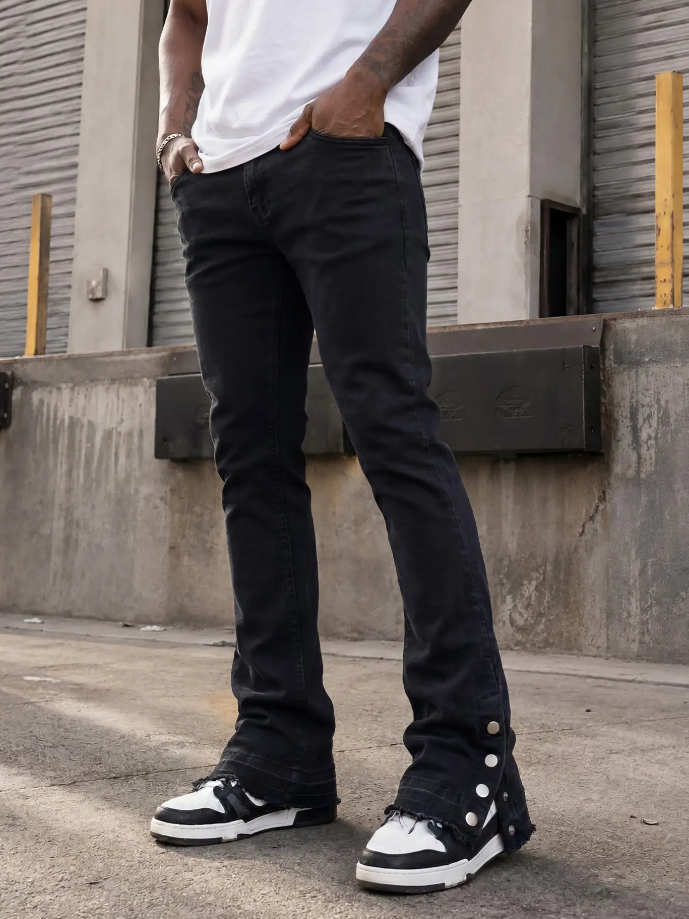 Y2K Black Flare Jeans Boot Cut Flared Men Slim Fit Stretch Denim Pants Vintage Casual Streetwear Bootcut Trousers