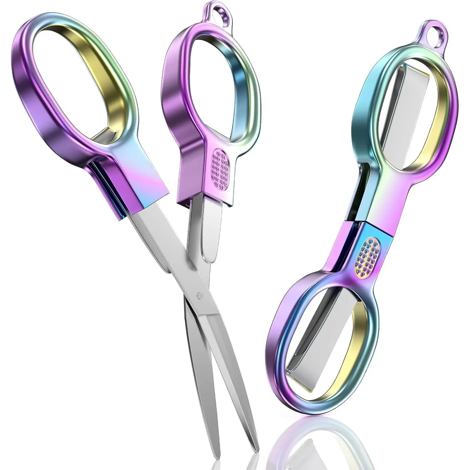 2 Pcs Folding Stainless Steel Portable Mini Travel Scissors, Safety Foldable Pocket Small Scissors for Travel, Home, Office, Craft, Sewing, Nurse Accessories