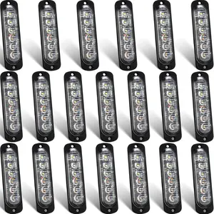 20-Pack 6 LED High Intensity Emergency Strobe Flashing Warning Lights, Amber White Surface Mount Construction Caution Lights for Truck, Off Road Car (Day and Night Use, Ideal Gift for Boyfriend, Parents, Husband)