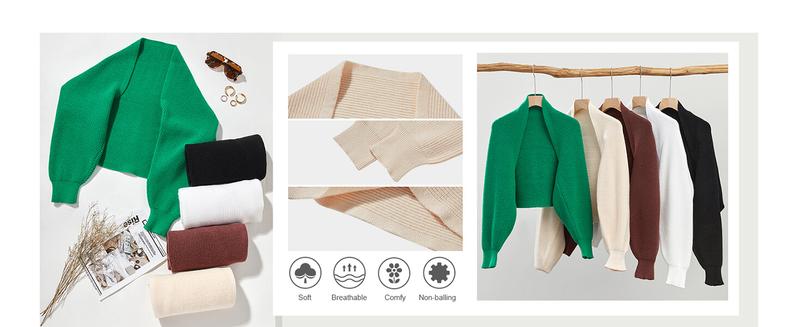 Women's Bolero Shrug Sweater 2025 Knitted Long Sleeve Open Front Cropped Cardigan Shrugs Sweaters Y2K Tops