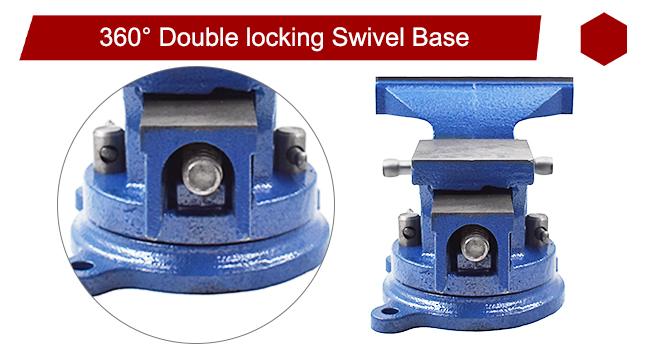 5" Heavy Duty Bench Vise with Anvil Swivel Table Top Clamp Locking Base Heat Treated Shaft Serrate Steel Jaws 5" Heavy Duty Bench Vise with Anvil Swivel Table Top Clamp Locking Base Heat Treated Shaft Serrate Steel Jaws