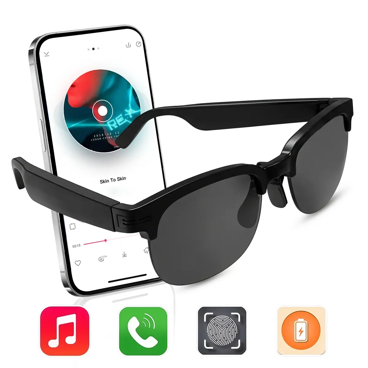 Wireless Audio Sunglasses with Headphones, Glasses For Men and Woman, 4-5H Standby Time Long Battery, Athletic/Outdoor UV Protection, Ideal for Commuting and Daily Outdoor Wearable Eyewear