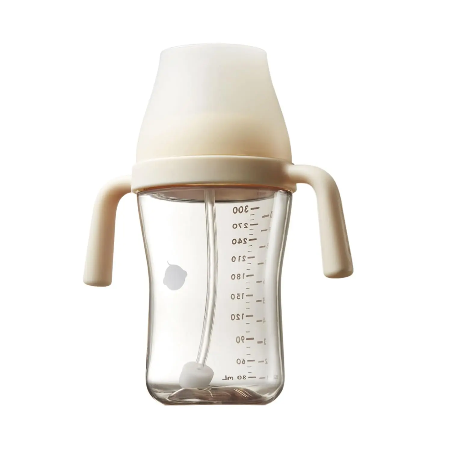 Sippy Cup Learner  6+ Month Old with Nipples & Handles, Spill Proof Sippy Cup, Weighted Straw Toddler Cups, Anti-Choking Baby Cups 1 Pack,Beige