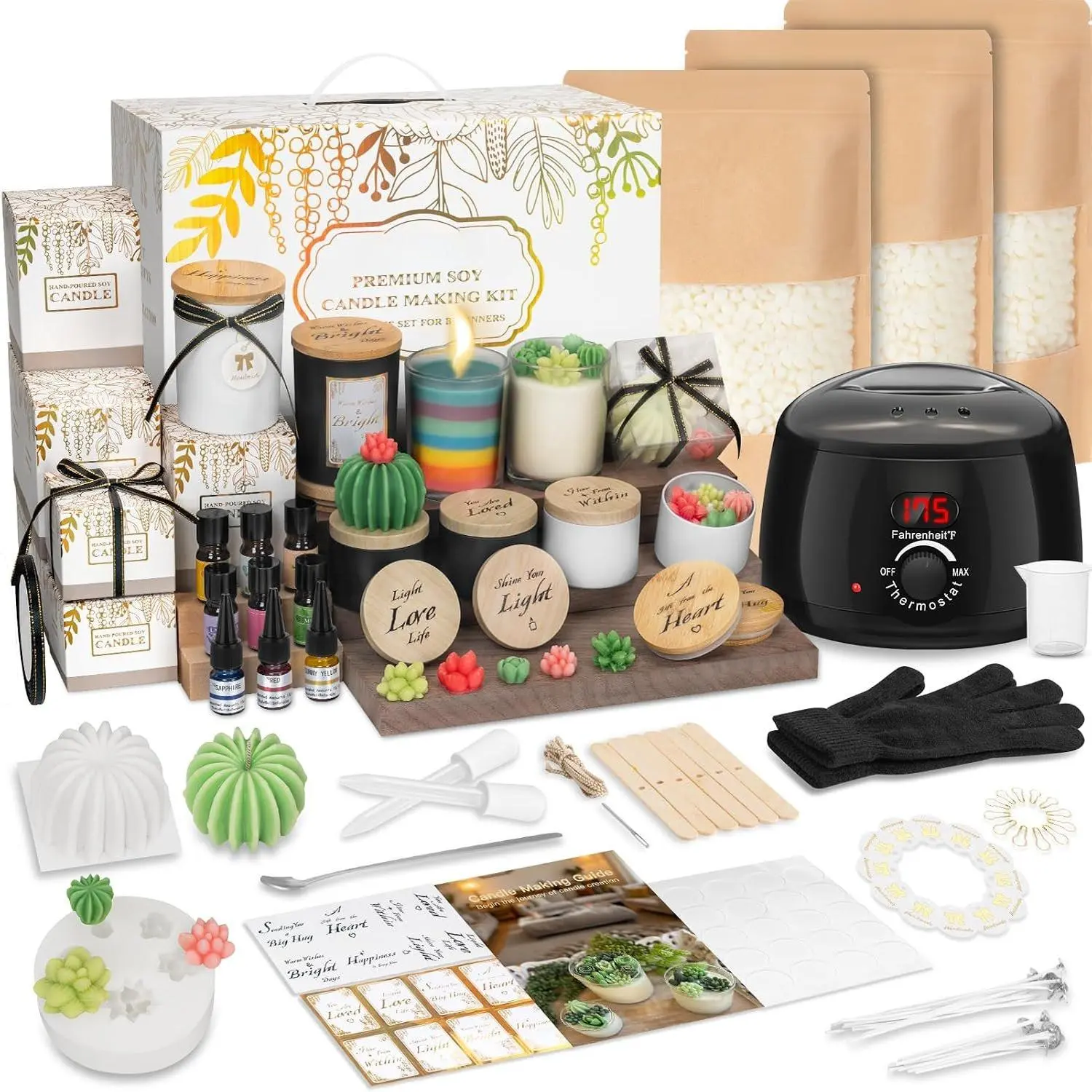 Complete DIY Candle Making Kit for Beginners Digital Wax Melter | User-friendly kit to make beautiful crafts &  gifts.