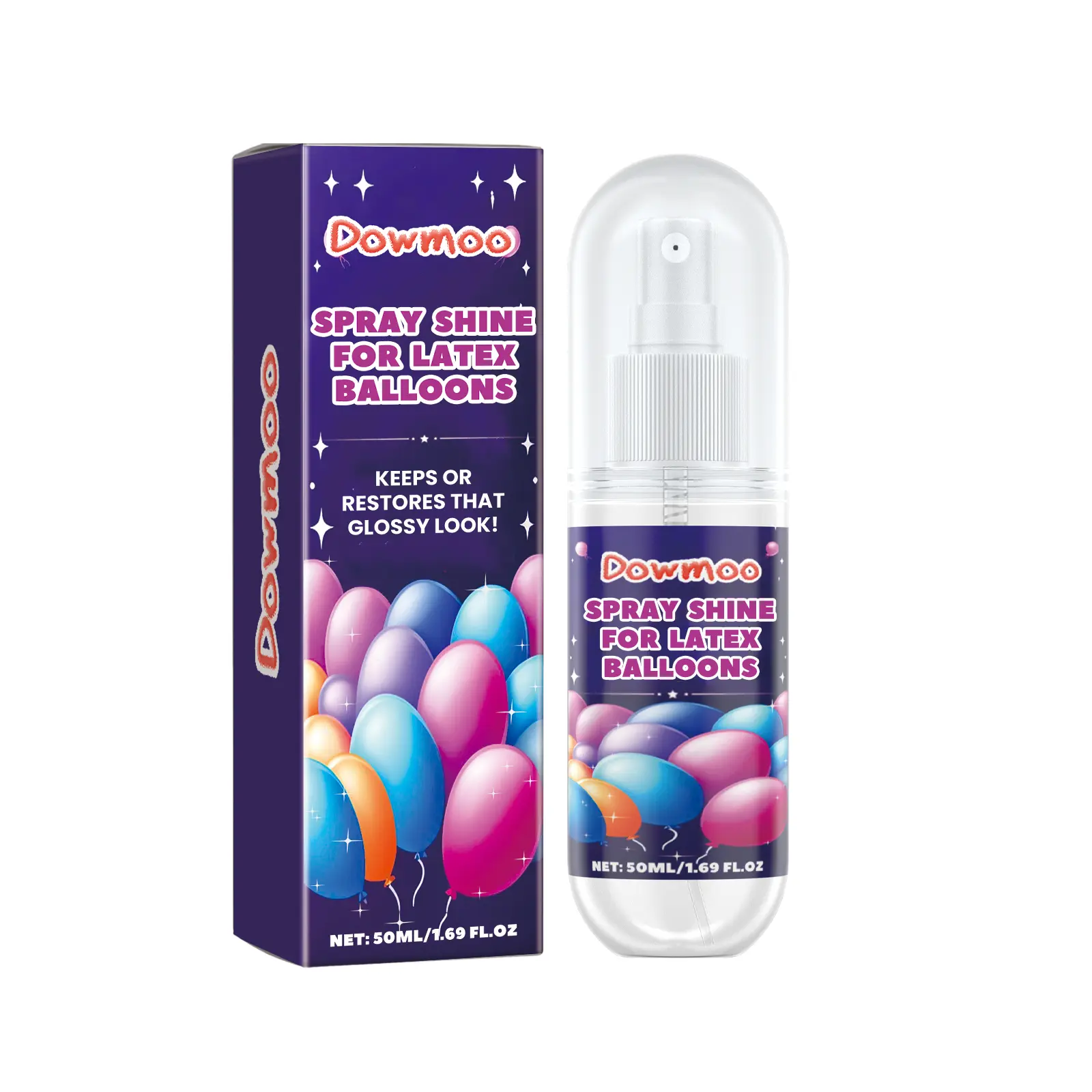 Dowmoo High Gloss Balloon Spray, Balloon Coating for Festivals, Celebrations & Party Theme, Long-Lasting High Gloss Shine & Festive Atmosphere Enhancement, Shiny Effect
