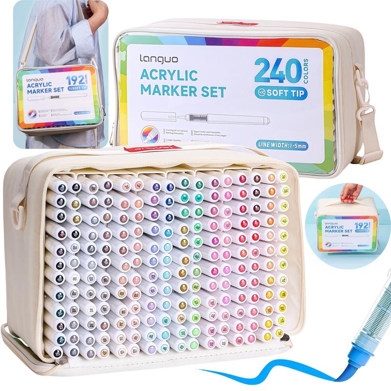 Acrylic Paint Marker Set, 24pcs/set Acrylic Paint Pen with Storage Base, Brush Tip Acrylic Paint Pen for Rock Painting, Ceramic, Wood, Canvas, Glass, Stone, Fabric, Art Supplies