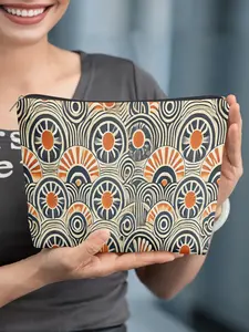 1pc, Abstract Geometric Sun Pattern, Durable and Fading-Resistant Canvas Bag, Portable Storage Bag, Student Pencil Case, Canvas Toiletry Bag, Pencil Case Travel Bag, Snack Bag - Multifunctional Bag - The Best Gift for Friends
