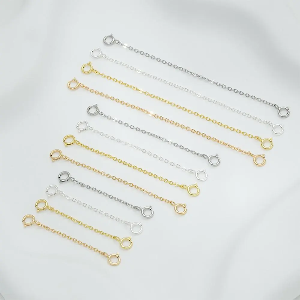 14K Gold Plated Necklace Extenders Delicate Necklace Extender Chain Set, Stainless Steel Double-headed 1", 2", 3" Golden/Silvery/Rose Golden DIY Adjustable Chain for Necklaces Bracelet Anklet Extender